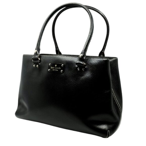 KATE SPADE~Wellesley Elena~BLACK PEBBLED LEATHER 3 COMPARTMENT SHOULDER TOTE BAG - Picture 3 of 6